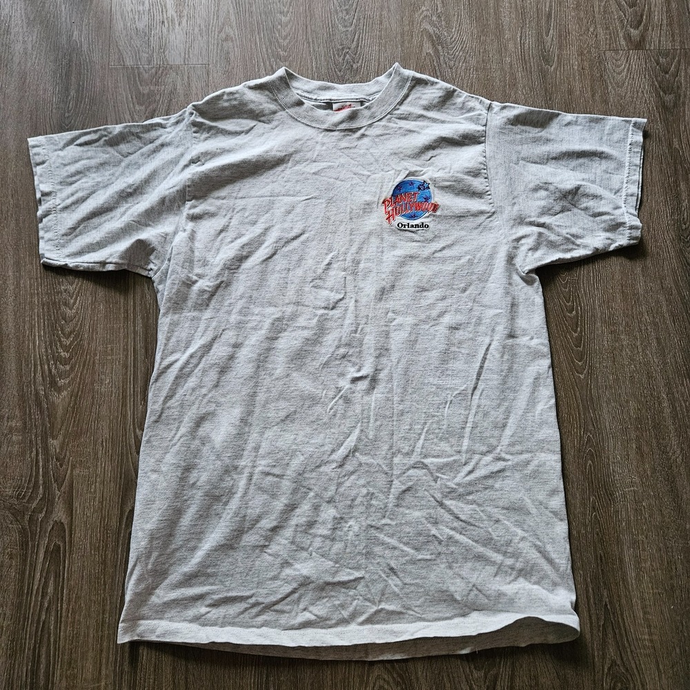 Vintage Planet Hollywood Orlando T-Shirt Men's XL Gray Embroidered Logo USA